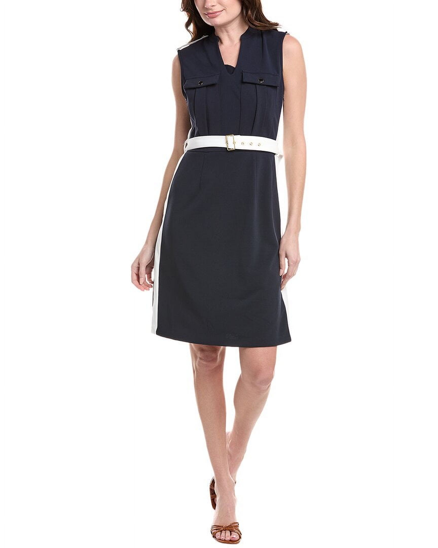 Nanette Nanette Lepore womens Belted Sheath Dress, 14, Blue